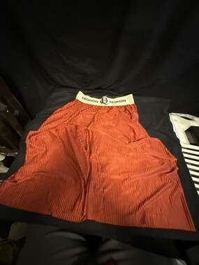 FASHION Q Orange Pleated Wide Leg Pants